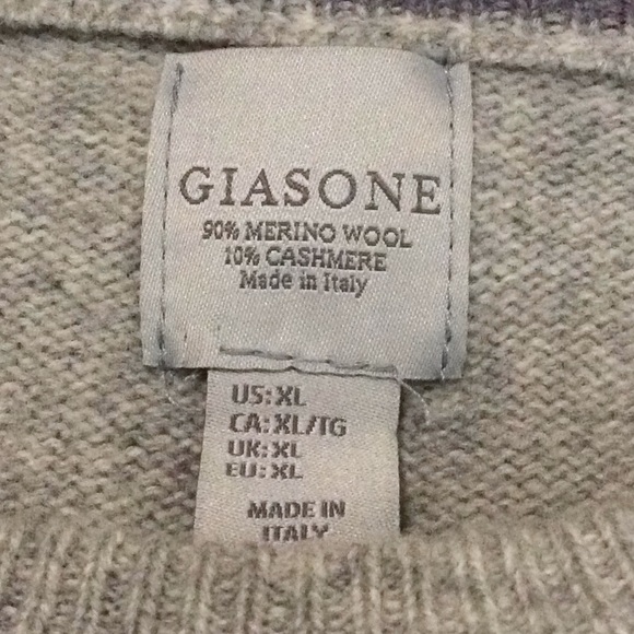 Giasone light Gray Sweater 90% Merino Wool, 10% Cashmere Made in Italy Sz XL - Picture 5 of 6